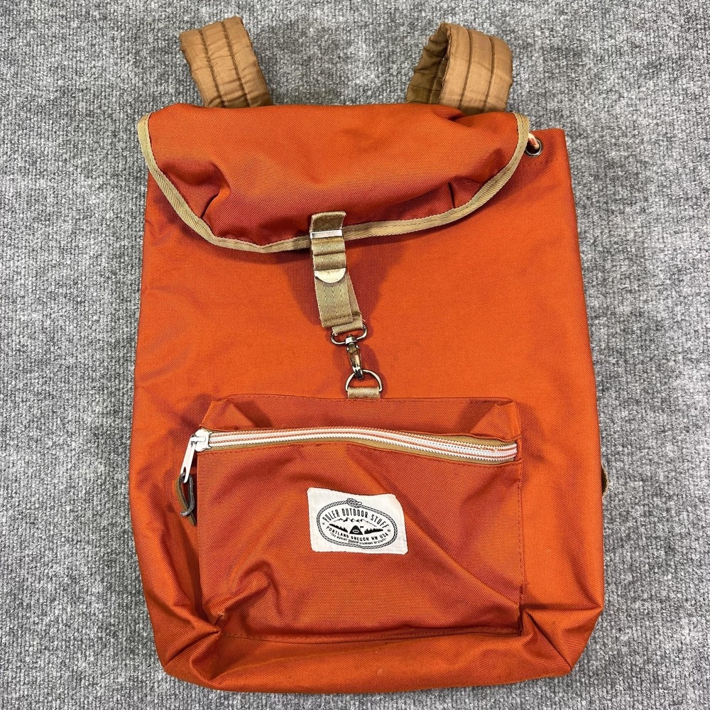 Poler Orange Backpack 18" Outdoor Stuff Drawstring Flap Hiking Bag Mens Travel